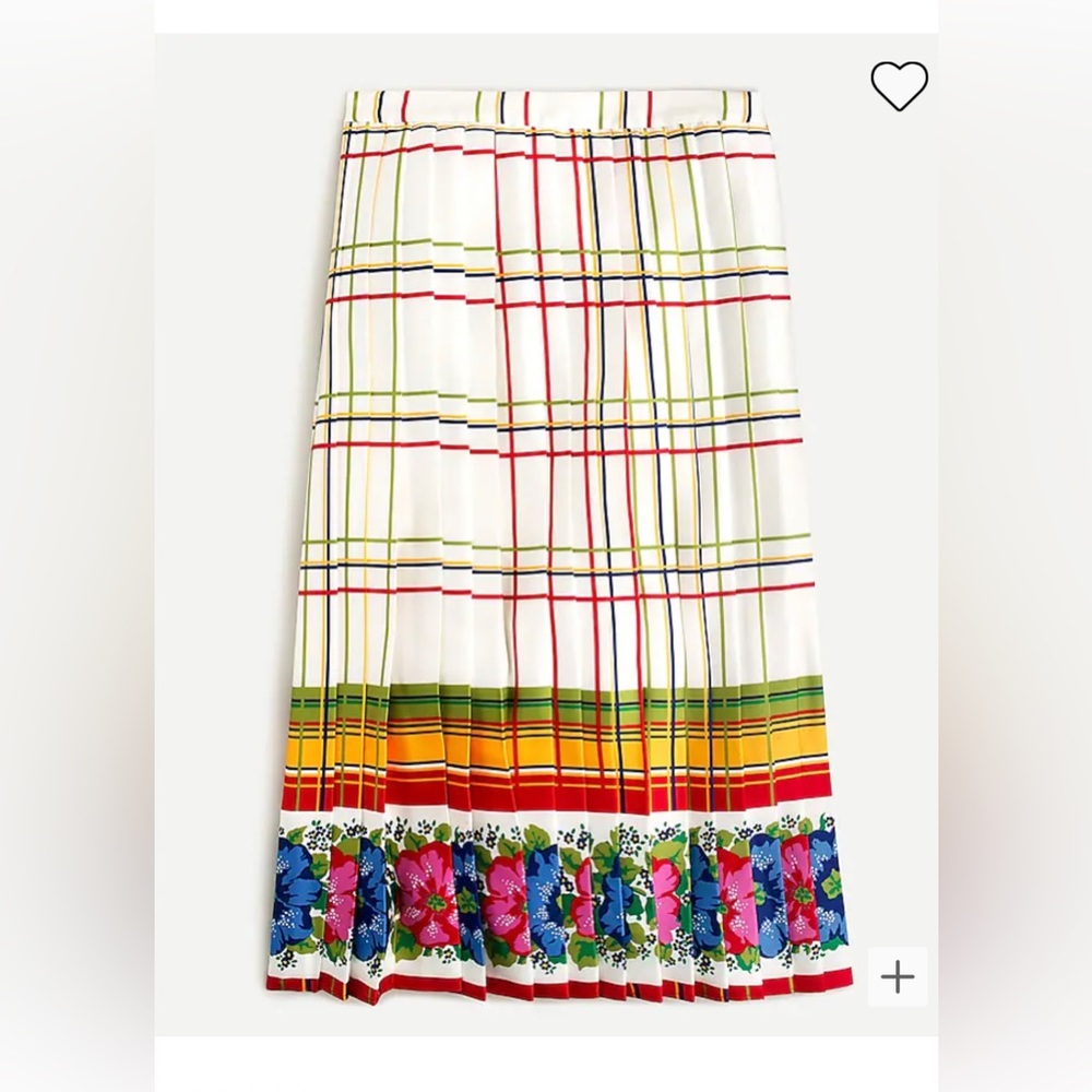 Pleated Midi Skirt with Floral Border